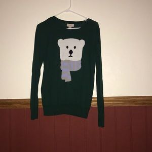 Loft green polar bear sweater